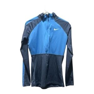 Nike Dri-FIT Half-Zip Running Top Blue Black Colorblock Size Large